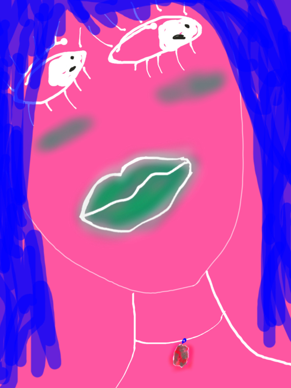 Loud Pink Face with Blue Hair