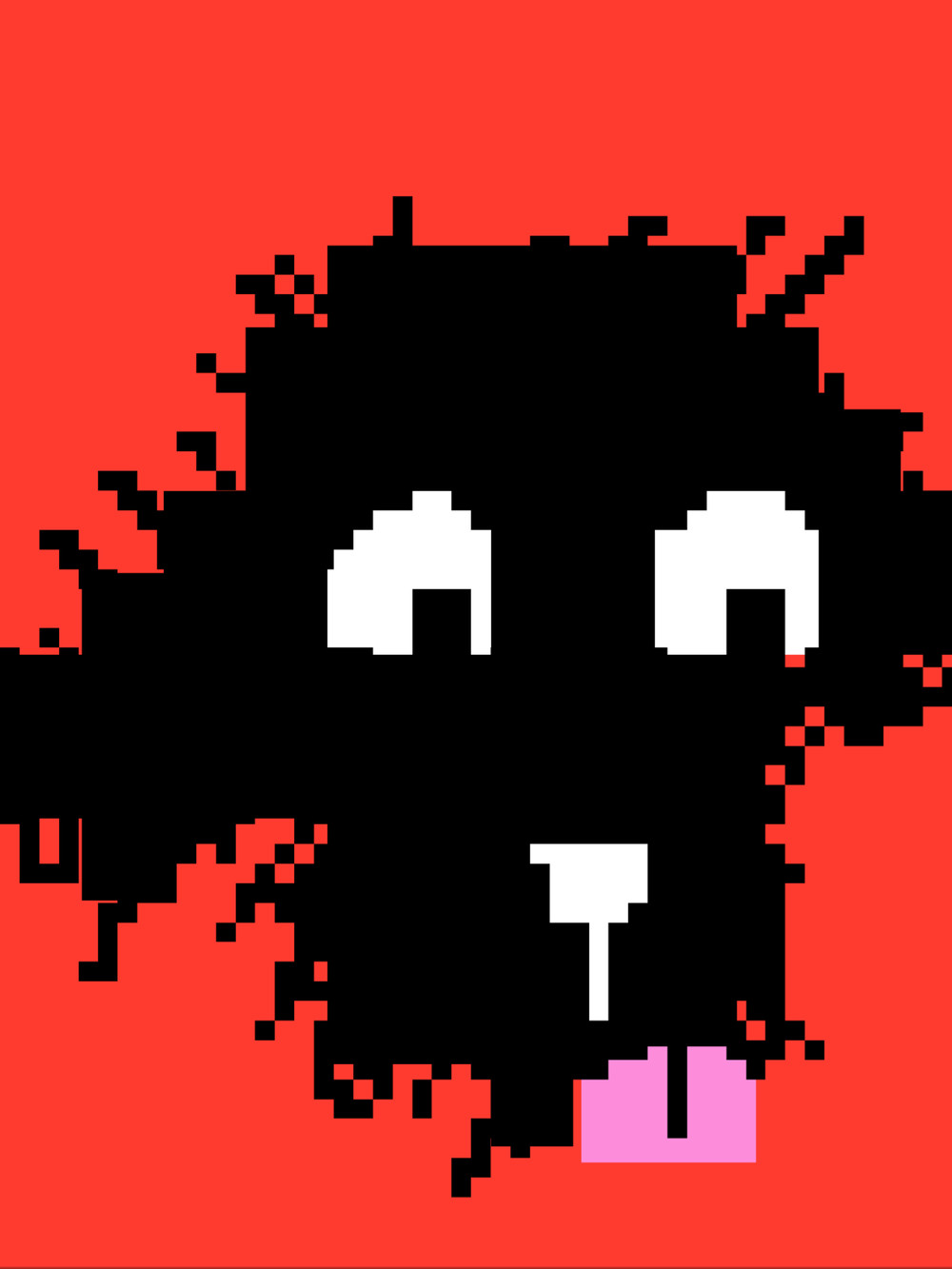 Fuzzy Black Creature on Red