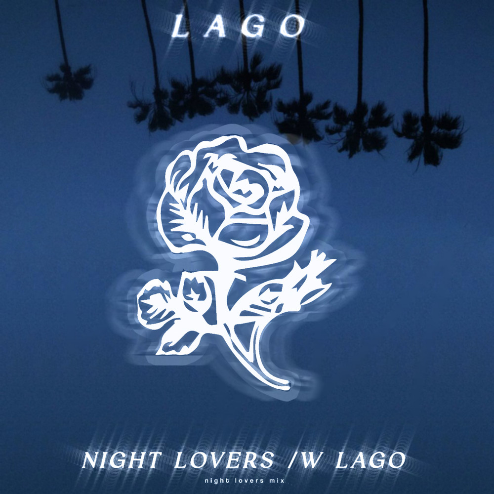 Glowing Rose, Upside Down Palms at Night