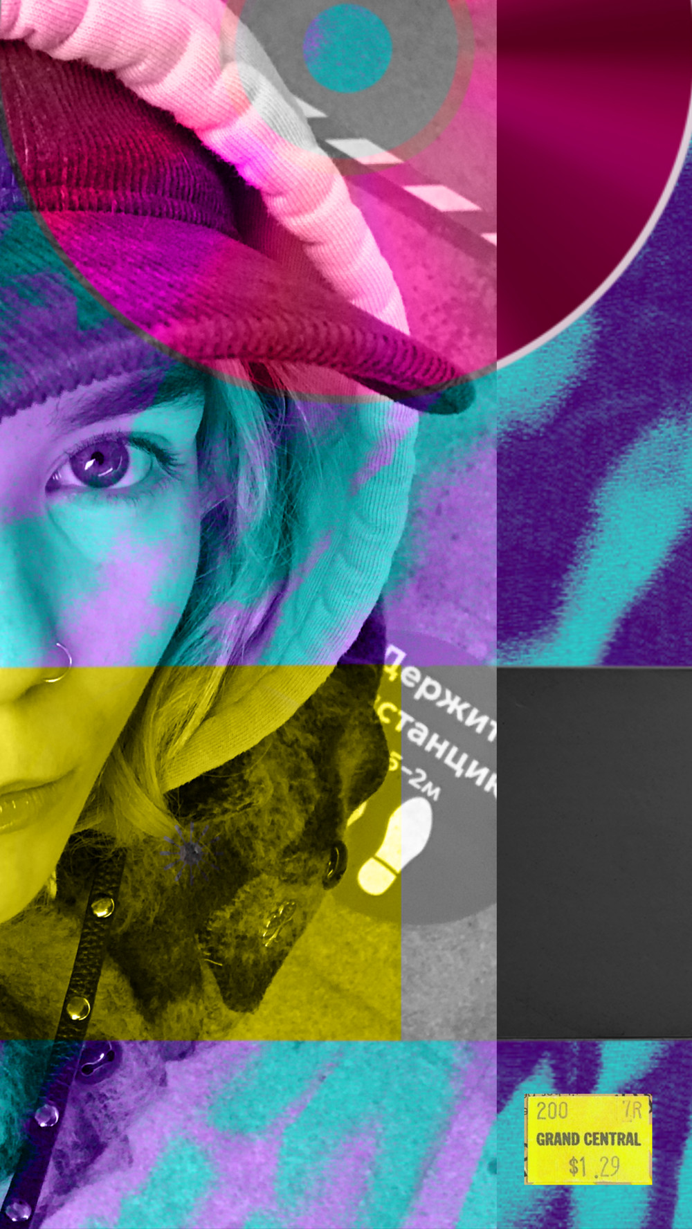 Duotone Blocks, Pink Cap Selfie
